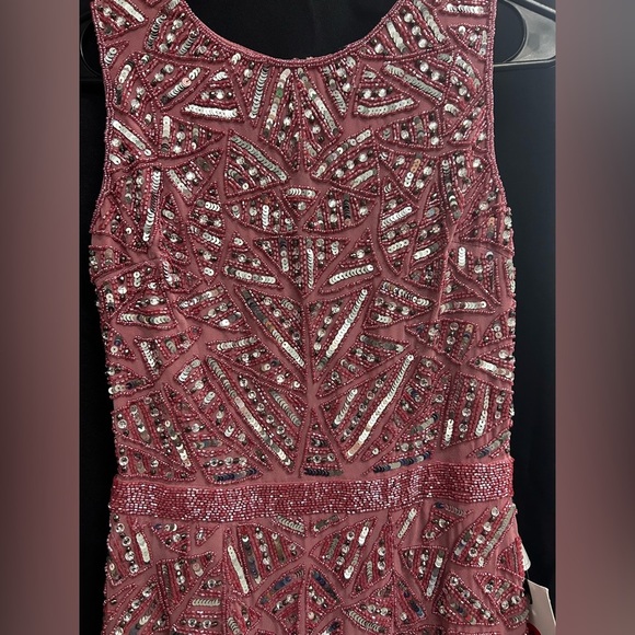 Mac Duggal 93550 NWT Pink Geometric Patterned Sequin Midi Dress - Picture 6 of 7